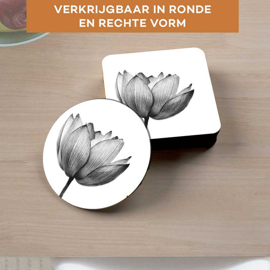 Onderzetter - Lotus in zwart-wit