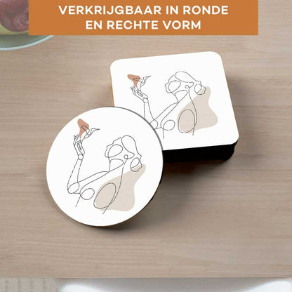 Onderzetter - Vrouw met vogel