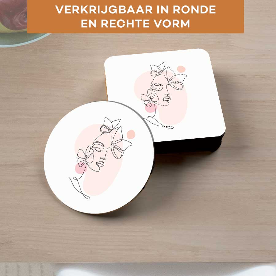 Onderzetter - Vrouw met vlinder