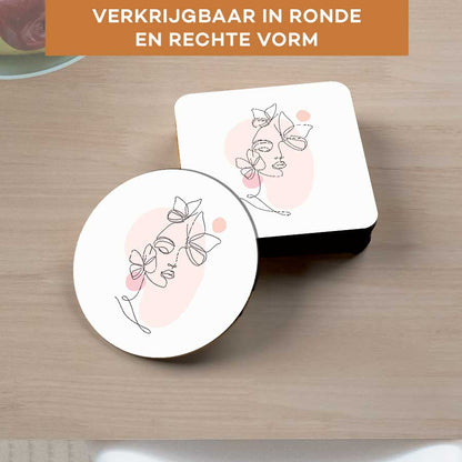 Onderzetter - Vrouw met vlinder