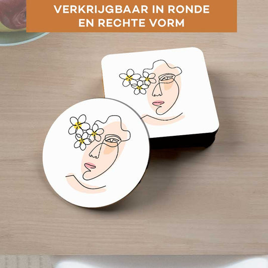 Onderzetter - Vrouw met bloemen