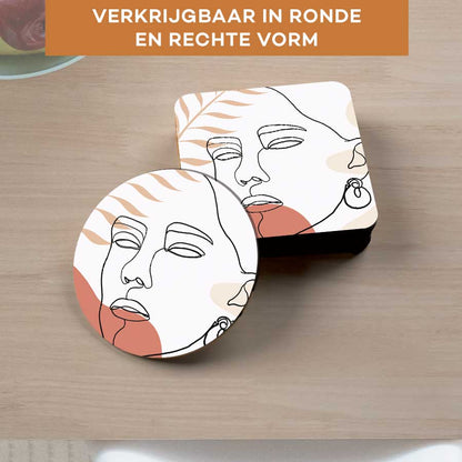 Onderzetter - Vrouw met blad