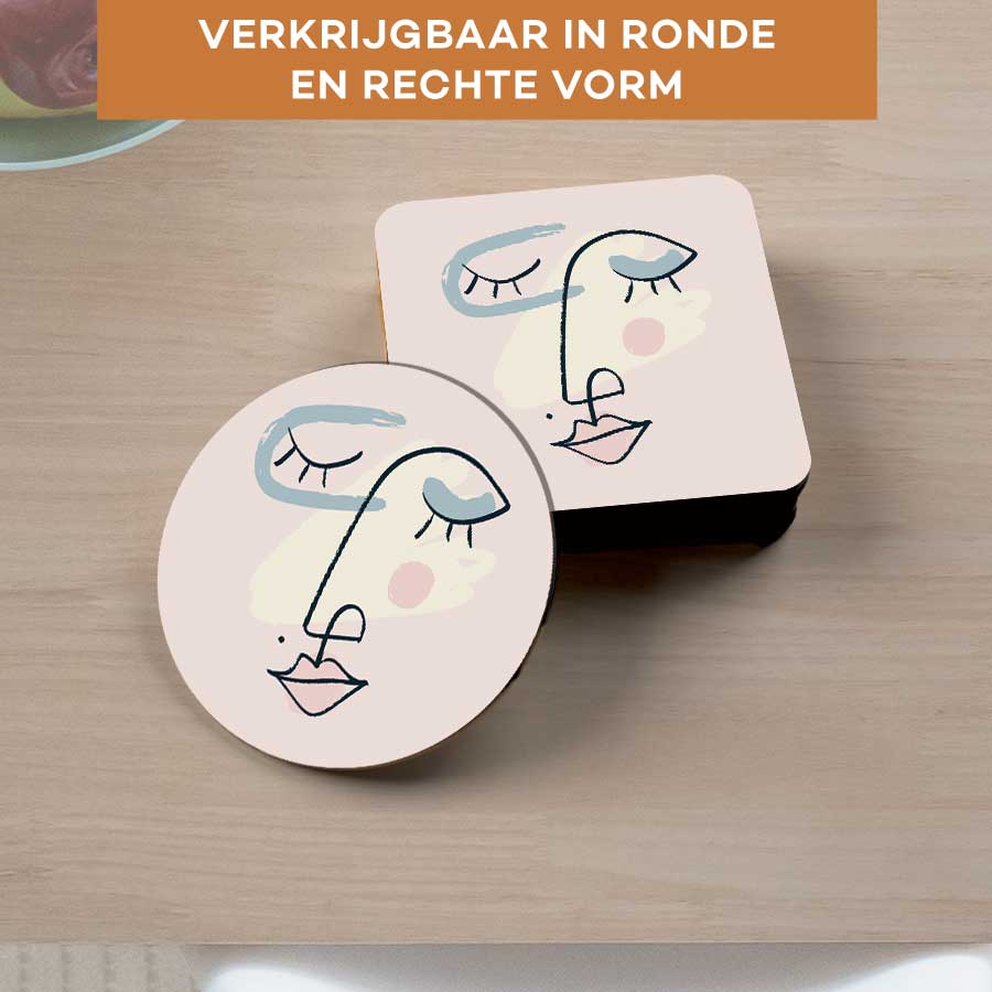 Onderzetter - Minimalistisch vrouwengezicht