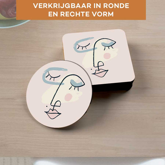 Onderzetter - Minimalistisch vrouwengezicht