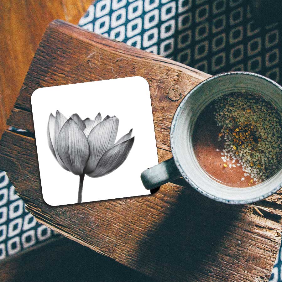 Onderzetter - Lotus in zwart-wit
