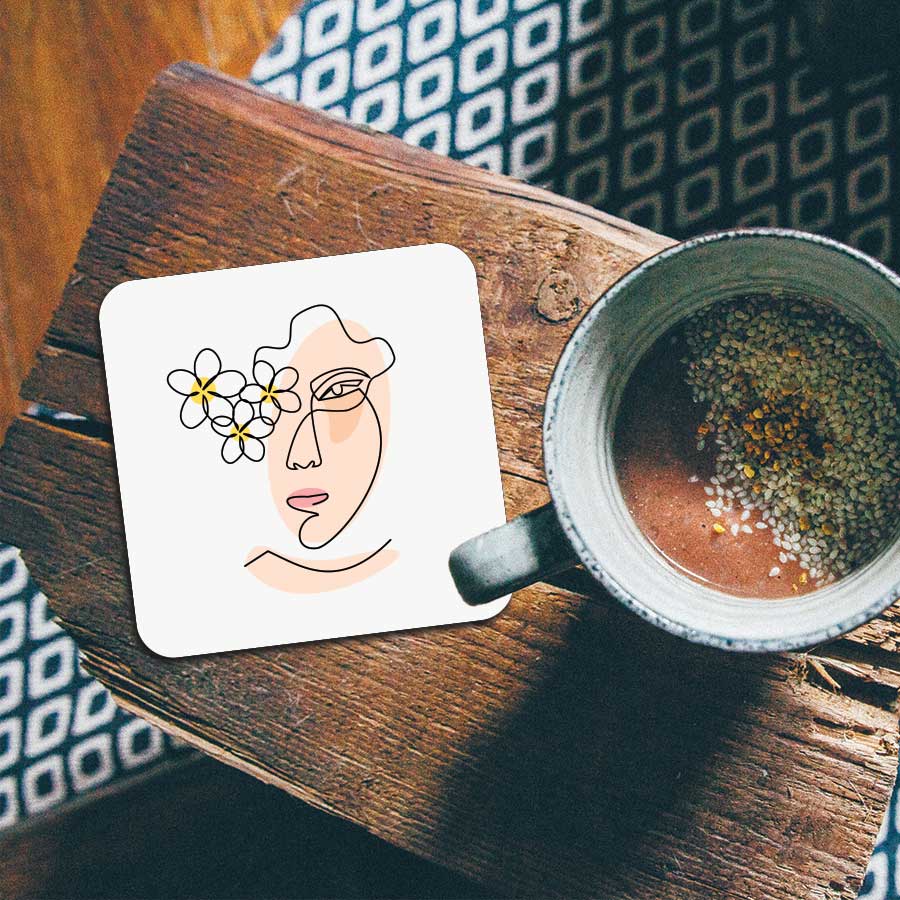 Onderzetter - Vrouw met bloemen