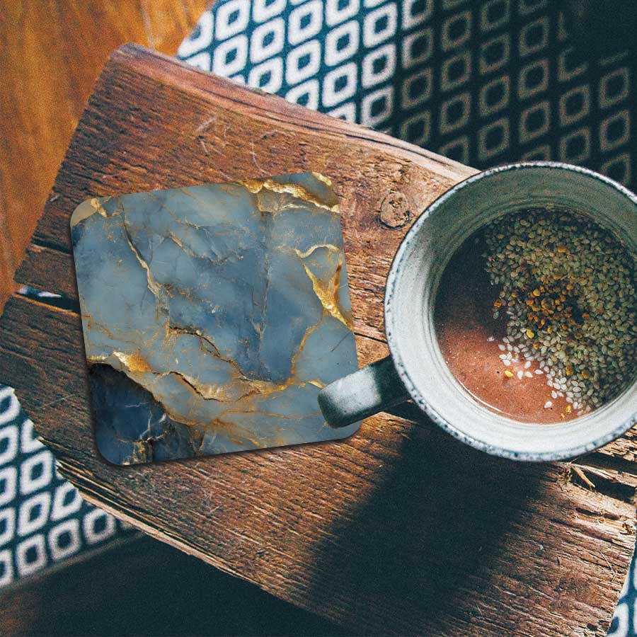 Onderzetter - Marmer Blauw-Goud