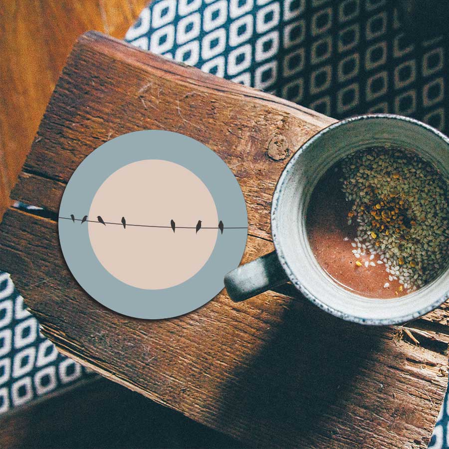 Onderzetter - Vogels op een draad