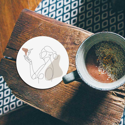 Onderzetter - Vrouw met vogel