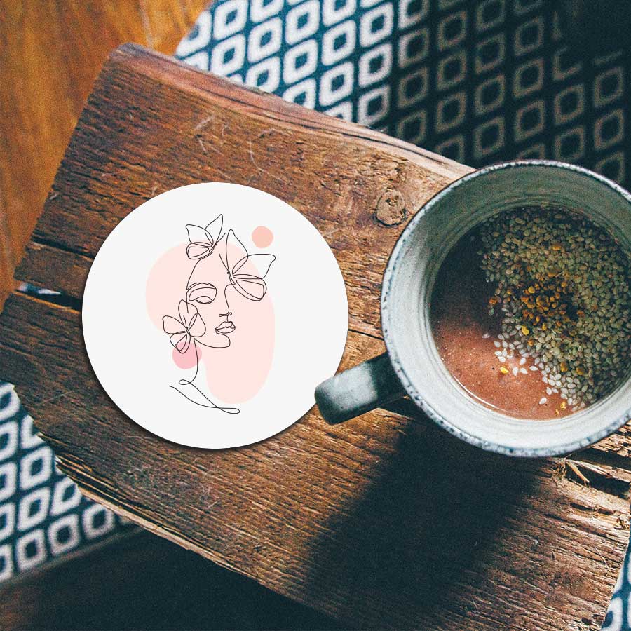 Onderzetter - Vrouw met vlinder