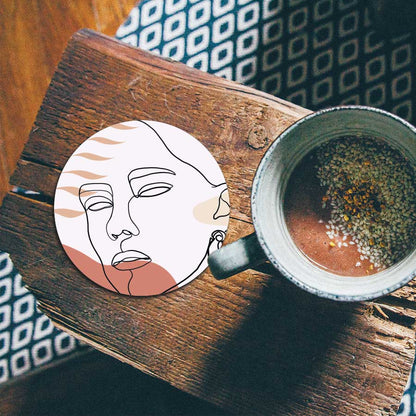 Onderzetter - Vrouw met blad