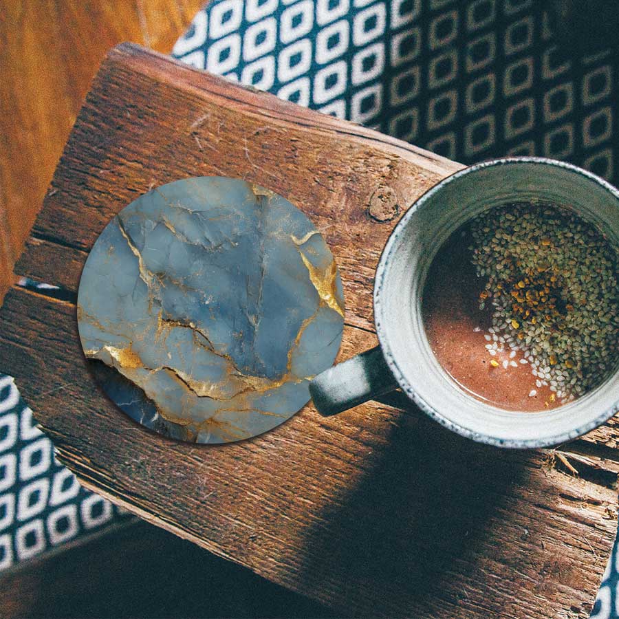 Onderzetter - Marmer Blauw-Goud