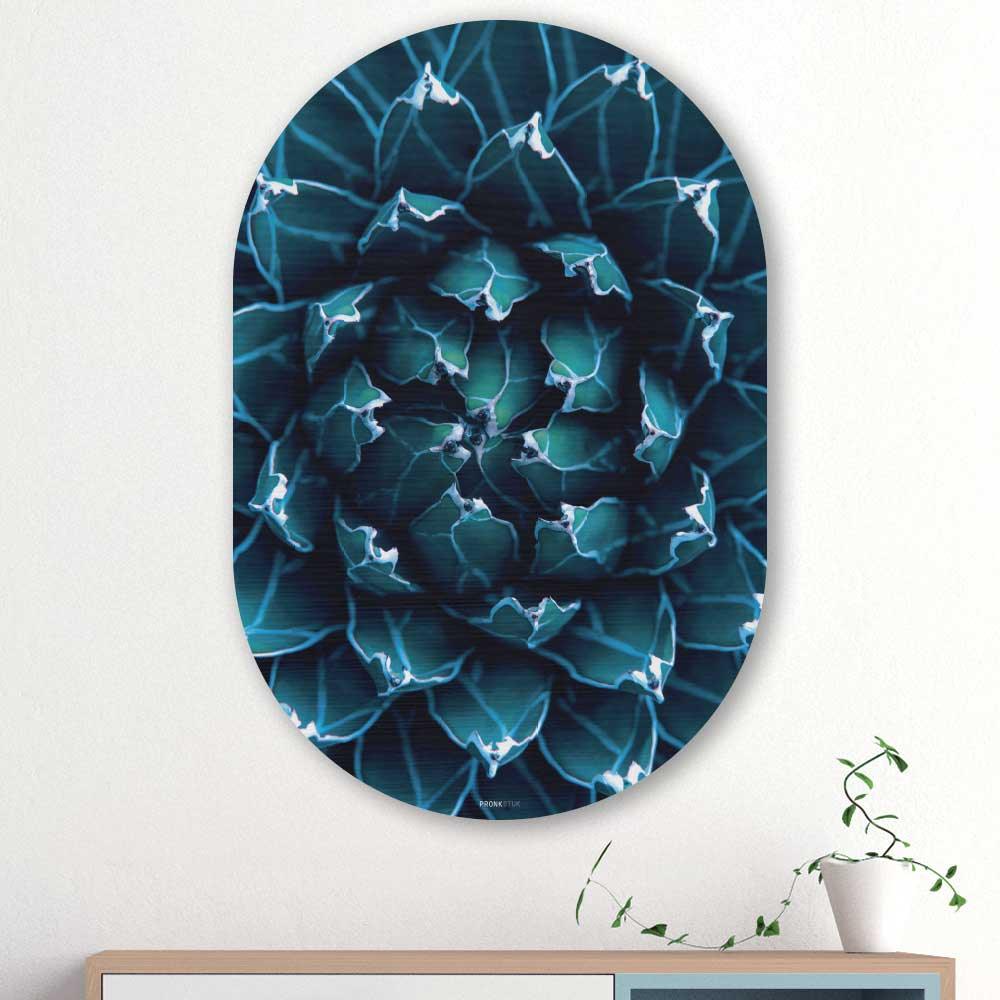 Muurovaal - Blauwe agave - Aluminium