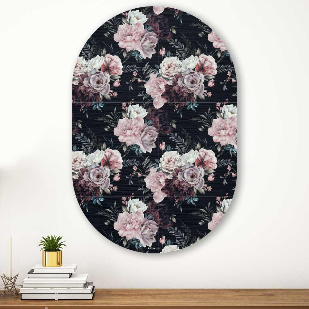 Muurovaal - Floral roze - Aluminium