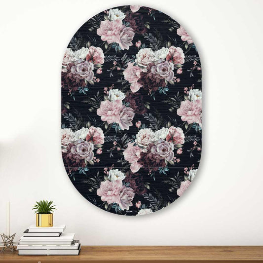 Muurovaal - Floral roze - Aluminium