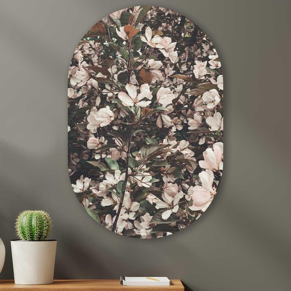 Muurovaal - Lente bloemen - Aluminium