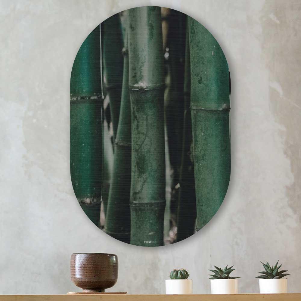 Muurovaal - Groene bamboe - Aluminium