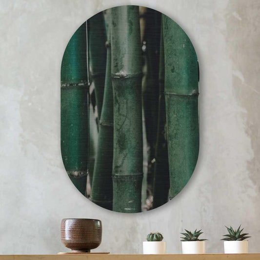 Muurovaal - Groene bamboe - Aluminium