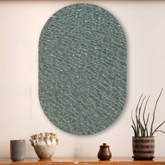 Muurovaal - Helderblauwe zee - Aluminium