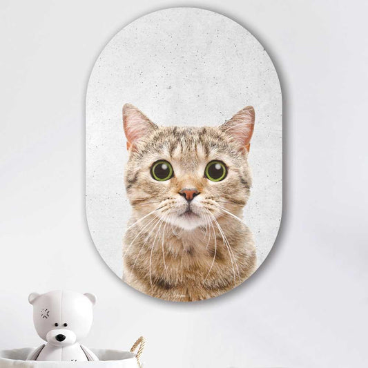 Muurovaal - Funny kat beton - Aluminium