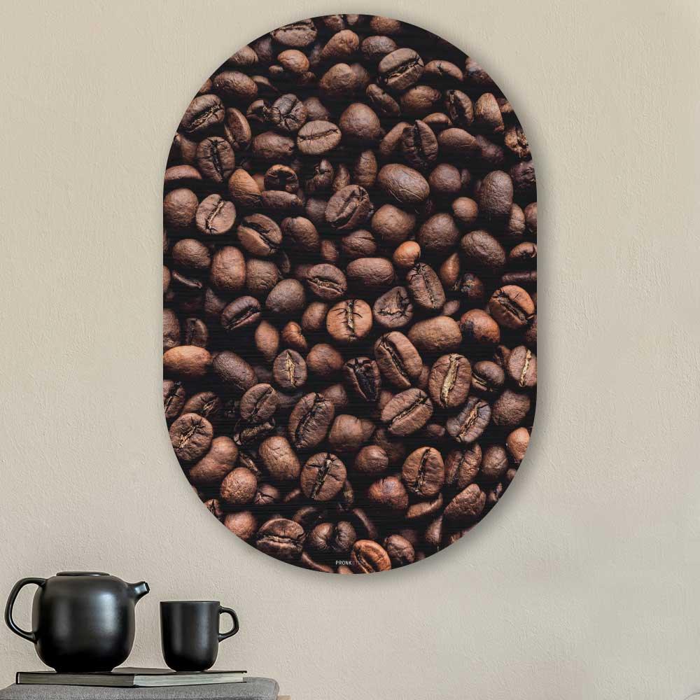 Muurovaal - Koffiebonen - Aluminium