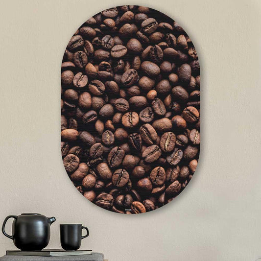 Muurovaal - Koffiebonen - Aluminium