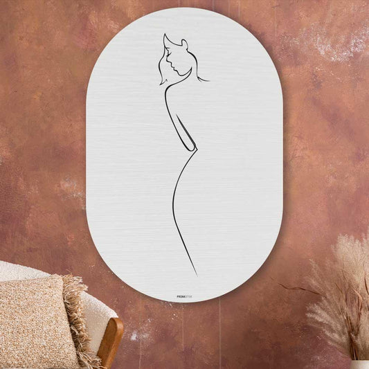 Muurovaal - Contour van een vrouw - Aluminium