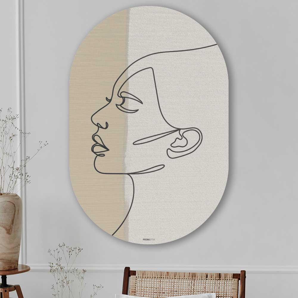 Muurovaal - Silent face - Aluminium