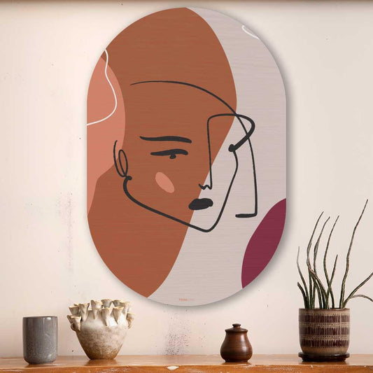 Muurovaal - Terracotta vrouw - Aluminium