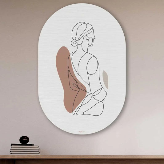 Muurovaal - Vrouw in silhouette - Aluminium