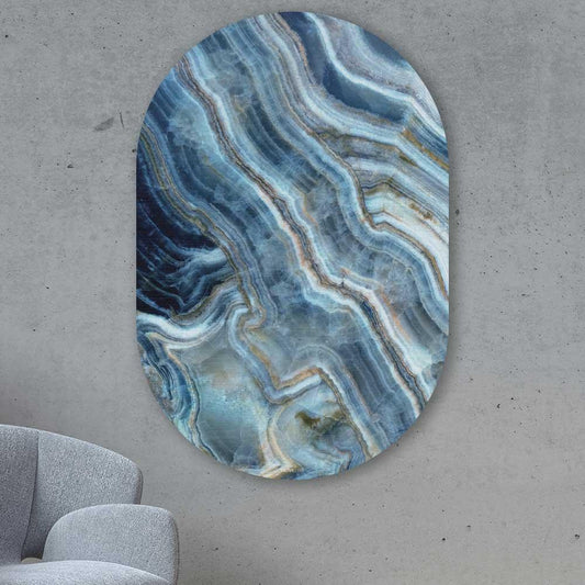 Muurovaal - Marmer natuurlijk blauw - Aluminium