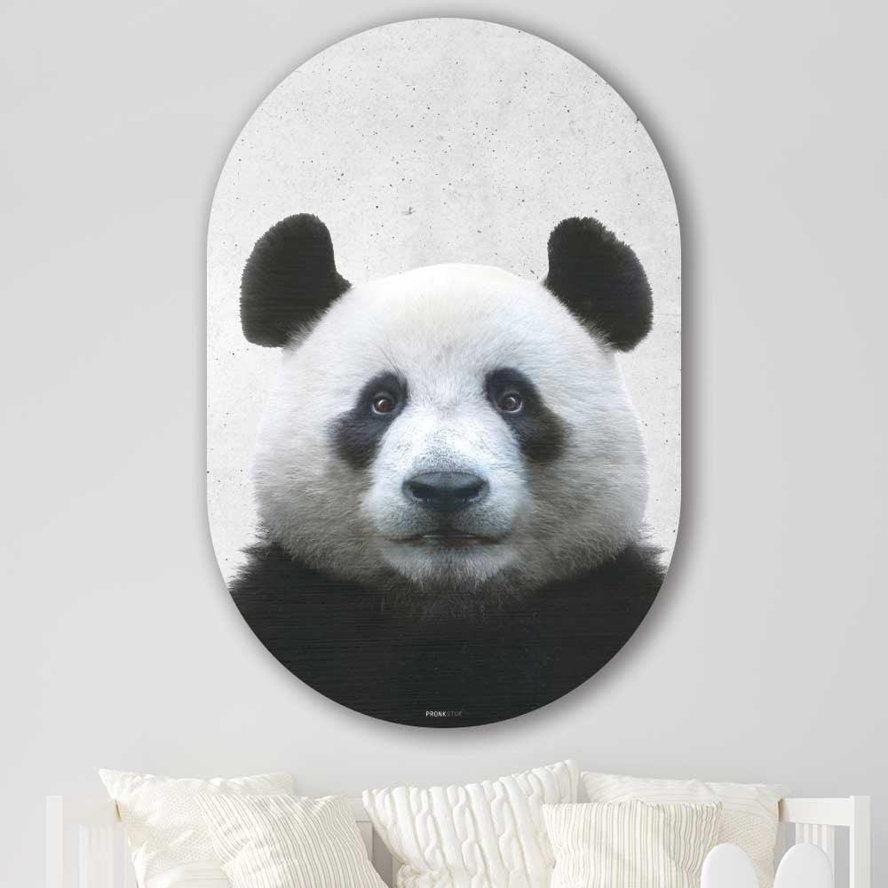 Muurovaal - Funny panda beton - Aluminium