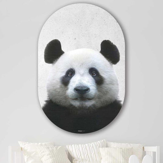Muurovaal - Funny panda beton - Aluminium