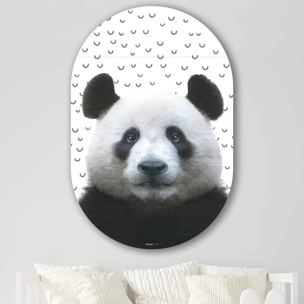 Muurovaal - Funny panda fugler - Aluminium