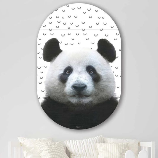 Muurovaal - Funny panda fugler - Aluminium